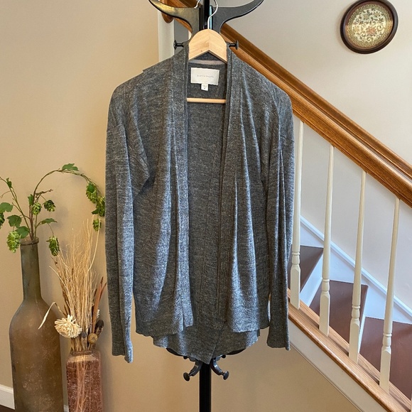 Brochu Walker Linen Open Grey Cardigan with Cross Back Cut Size M - Picture 2 of 16